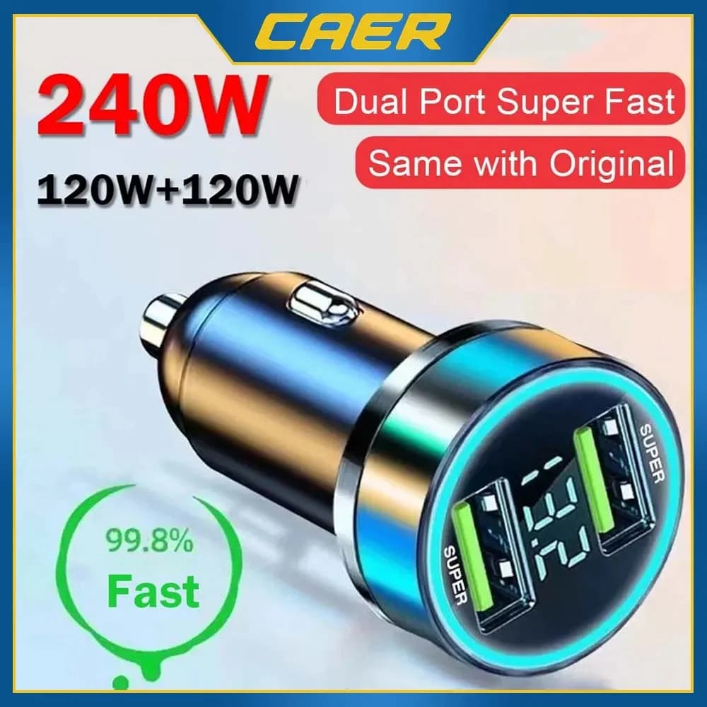 Portable Car Charger Type C USB 120W Super Fast Charging Adapter for iPhone 14 Pro Max for Huawei Car Lighter Splitter