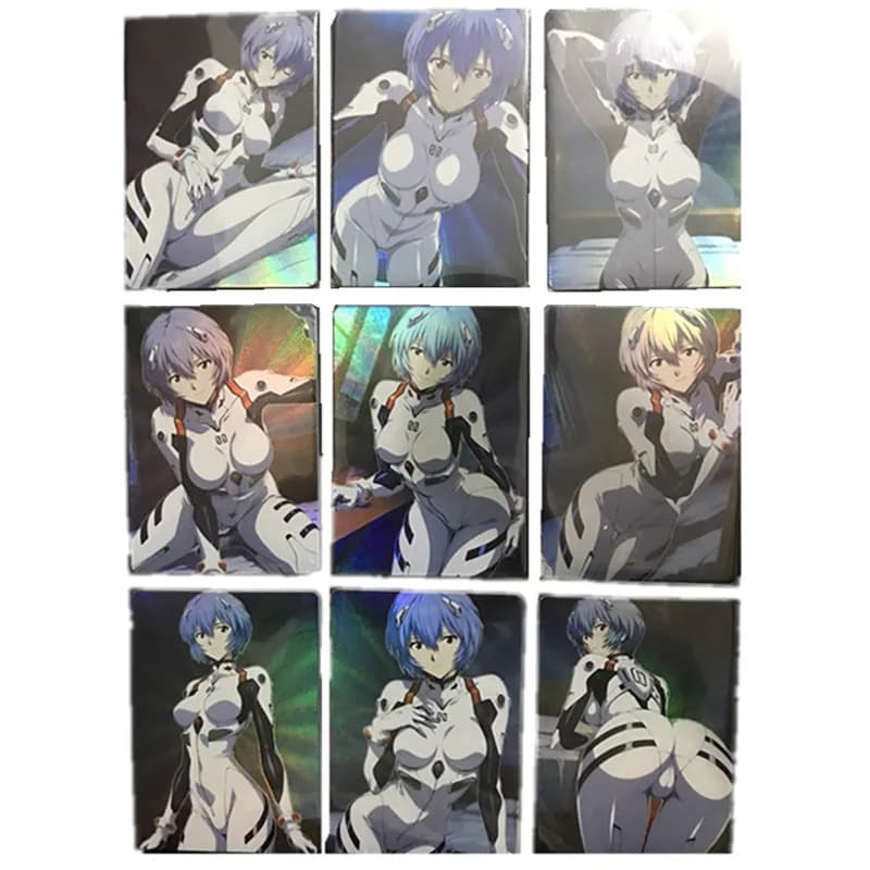 9 pz/set Carte Sexy Nuovo Secolo Evangelion Ayanami Rei Anime EVA Fumetti Carte Nude Dea 18+ Giochi Carte Da Collezione Giocattoli Regalo