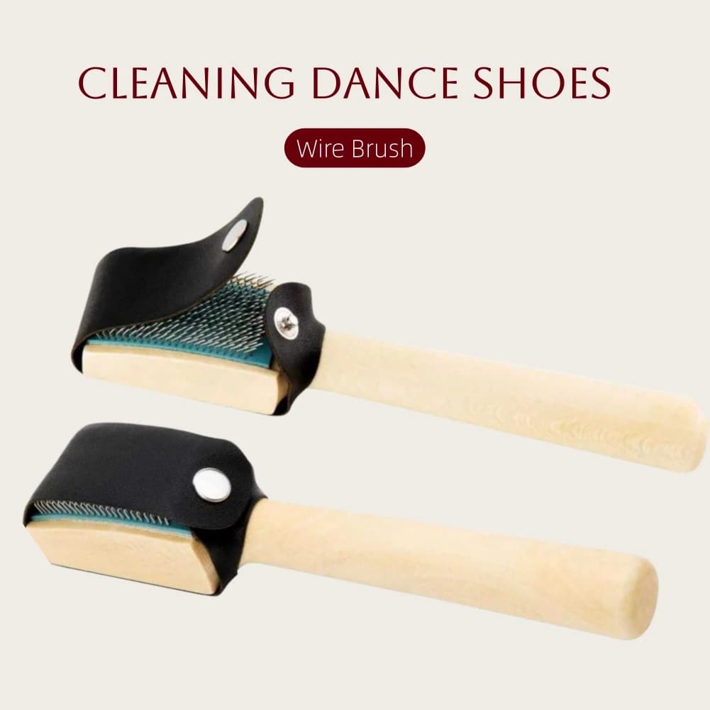 Home Dance Shoe Brush Solid Wood Multi-Function Cleaning Tool for Shoes, Dancing and Latin Dance Steel Wire Brush Head