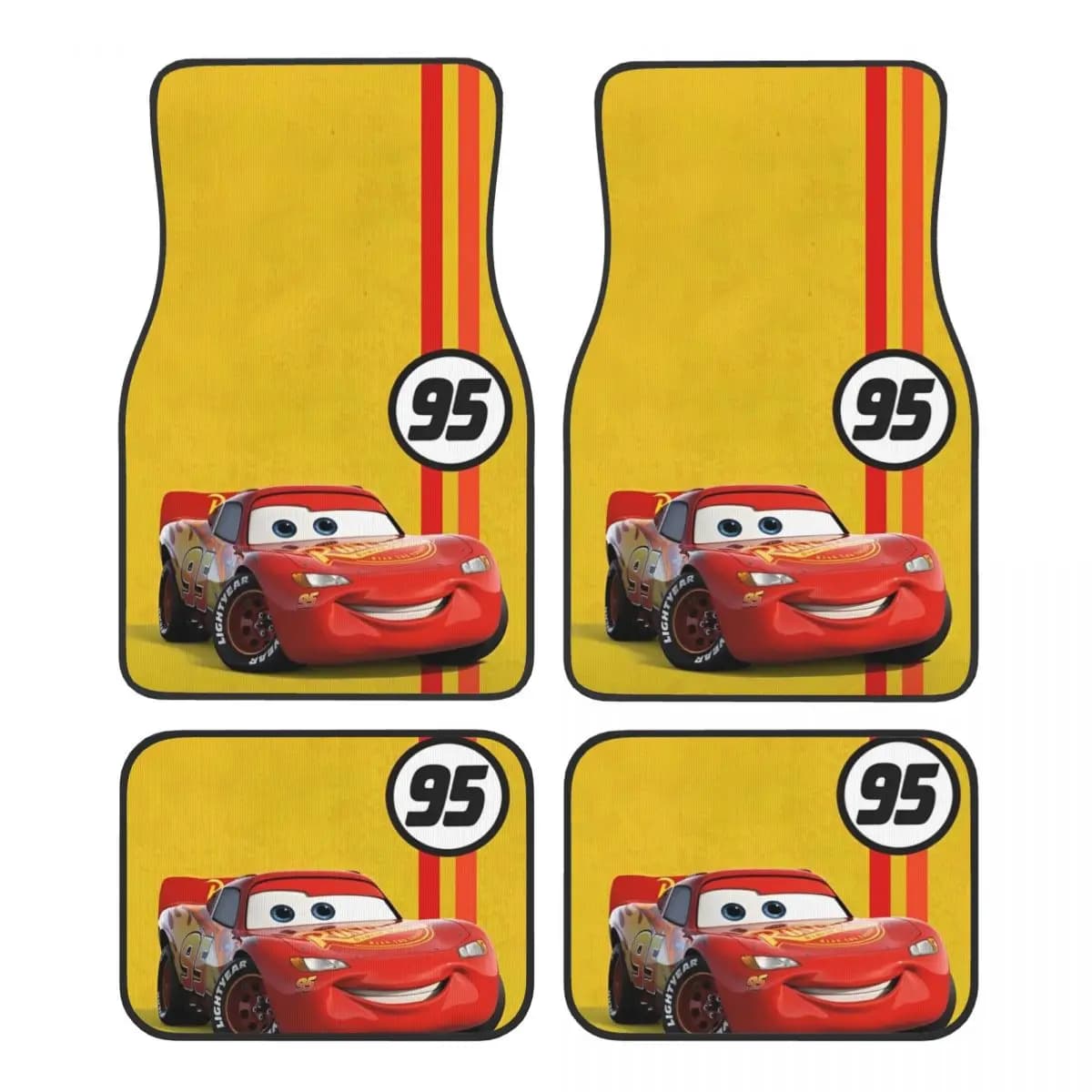 Lightning Mcqueen Car 95 Tappetini per auto universali Tappetini per auto durevoli Set di 4 pezzi con supporto antiscivolo adatto per furgoni SUV