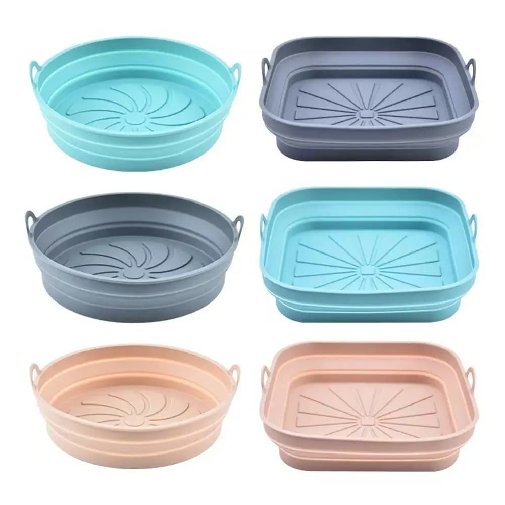 Air Fryer Silicone Mat, Square And Round, Foldable, Heat Resistant, Anti-slip, For BBQ and Cooking, Kitchen Accessories