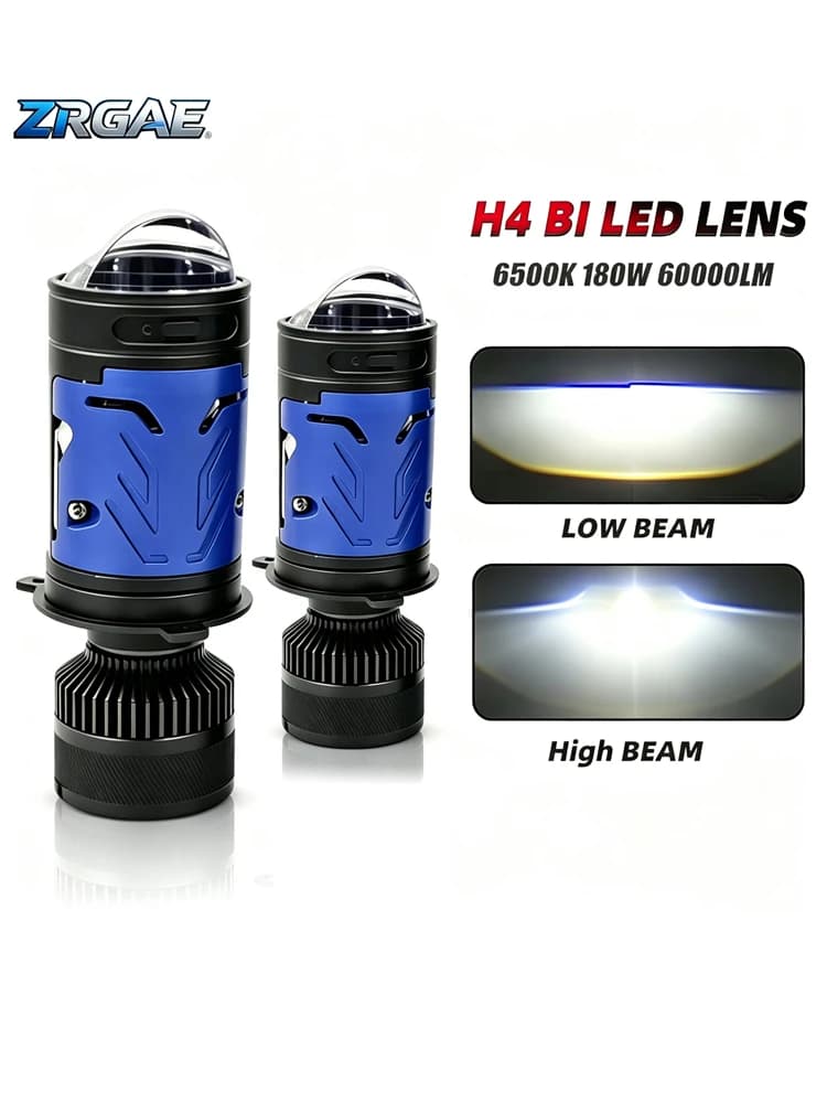 2Pcs H4 Bi Mini LED Projector Lens Car Bulb Headlight Turbo Lamps Fan Plug and Play 40000LM 140W Motorcycle High Low Beam 12V