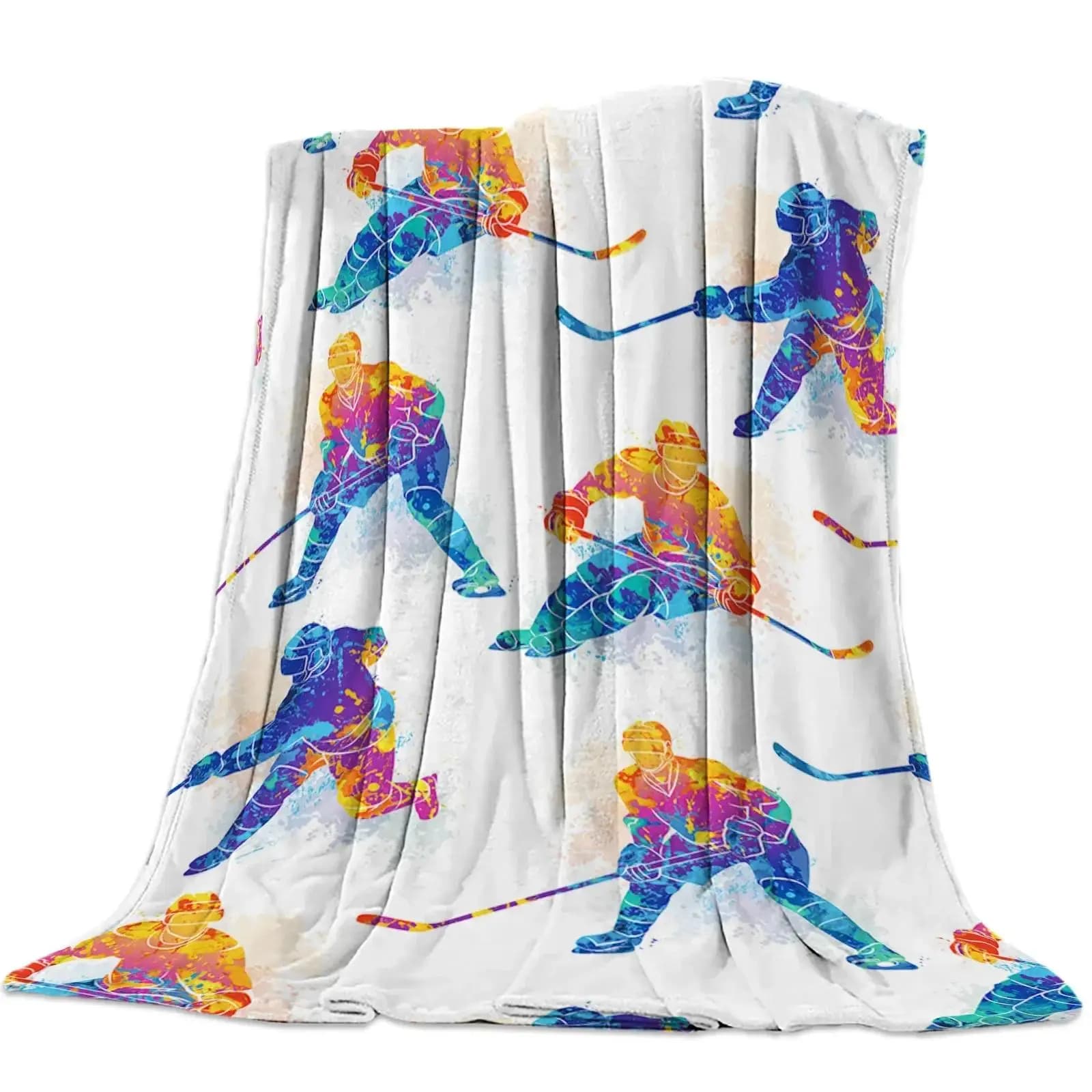 Coperta in Morbido Pile Corallo con Design Hockey su Ghiaccio, Coperta Invernale per Letto e Divano, Leggera in Flanella per Letti Queen e King Size