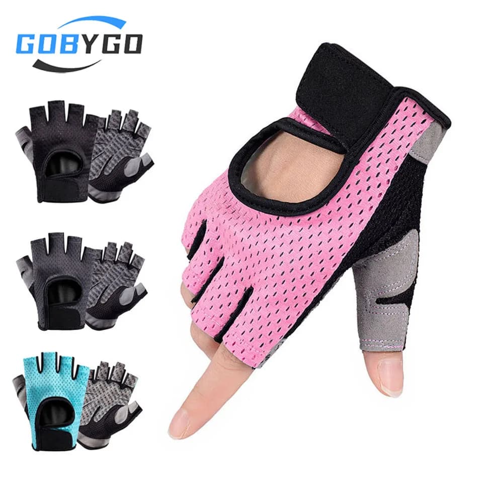 GOBYGO Equitation Gloves with half fingers non-slip silicone, cushioning, breathable, sports gloves for mountain bike, gym, man and woman