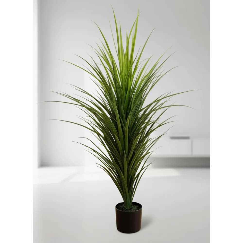 4 Foot UV Resistant Artificial Grass Plant with Planter - Interior and Outdoor Decoration for Home Office