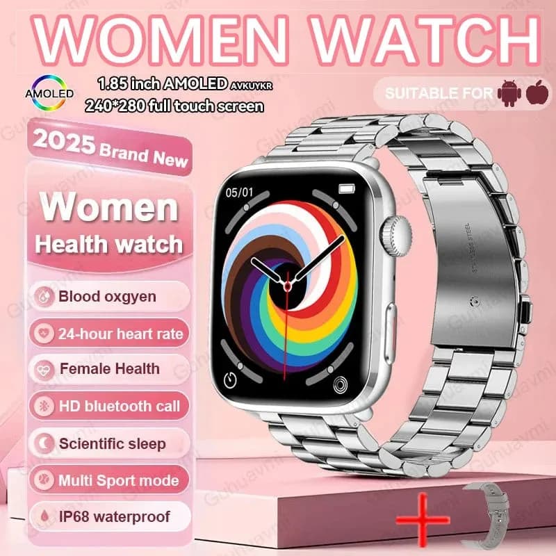 Smartwatch NFC 2026 per Donne XIAOMI, Display 1.85 Pollici, Misurazione Pressione Sanguigna, Monitoraggio Cardiaco, Chiamate Bluetooth, Compatibile Android e iOS