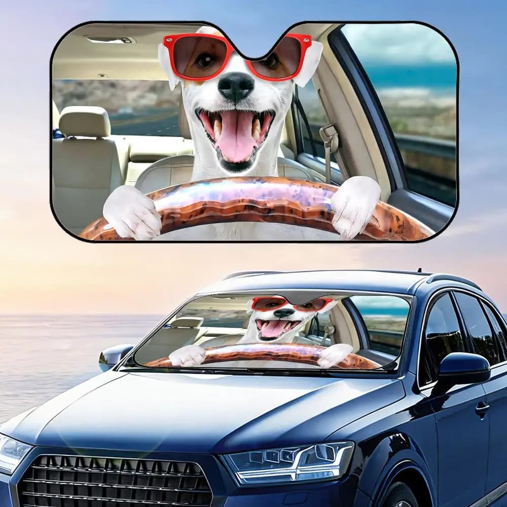 Parasole per Auto con Stampa Cane Divertente, Riutilizzabile in Alluminio, Protezione UV, Isolamento Termico a Tre Strati, per Parabrezza