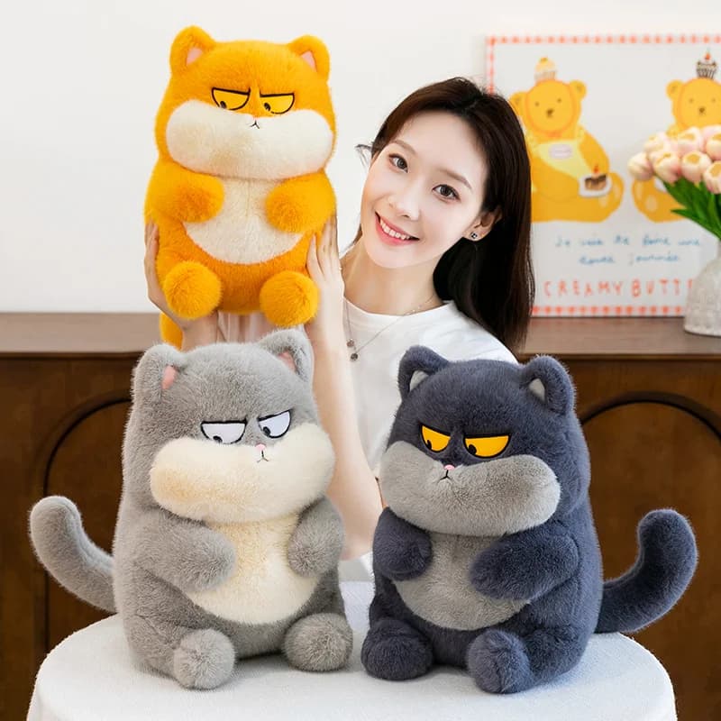 25/35 CENTIMETRI Divertente Espressione Gatto Peluche Bambola Carino Seduta Grasso Arancione Gatto Giocattoli Farcito Morbido Animale Cuscino Per Il Compleanno regali di Natale