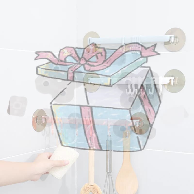 【CCA】 1 gancio a ventosa blu/bianco/rosa a 6 file per appendere in cucina e bagno, senza lasciare segni, in plastica