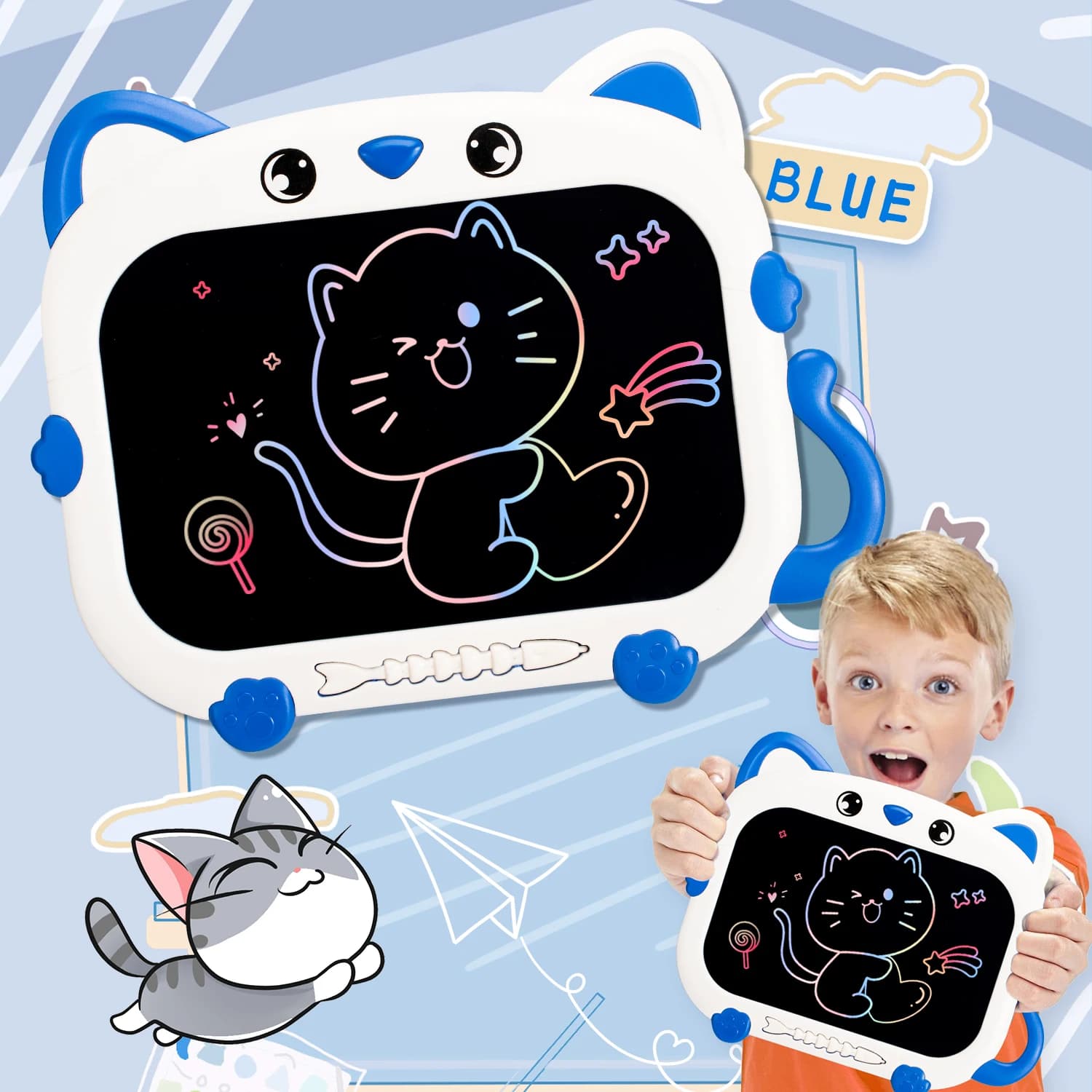 10 pollici gatto LCD tavolo da disegno scrittura tablet cifre magia lavagna arte pittura strumento giocattoli per bambini gioco del cervello compleanno regalo per bambini