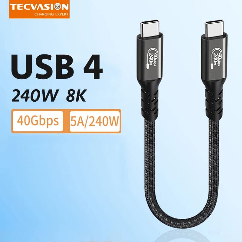 Cavo USB4 40Gbps 240W per MacBook Pro Thunderbolt 4/3 Tipo C Cavo di ricarica rapida USB C a C Trasferimento dati M.2 Cavo SSD 8K