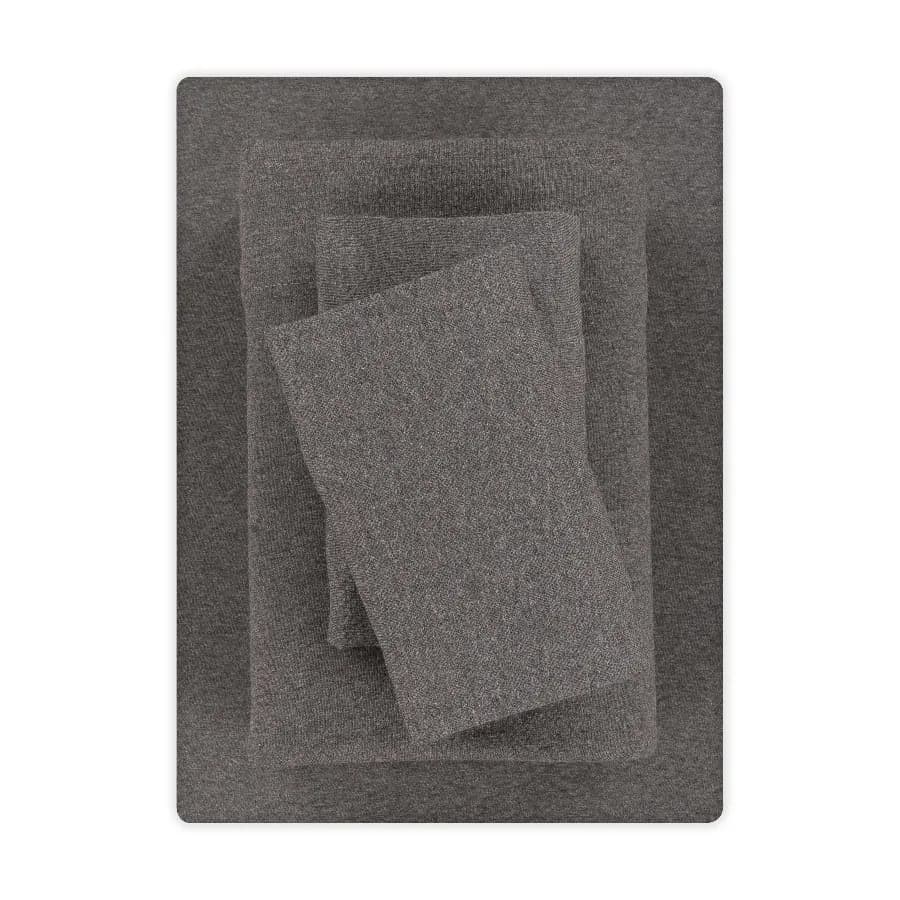 Cotton Rich Extra Soft Jersey Bed Sheet Set Queen Charcoal 4 Pieces