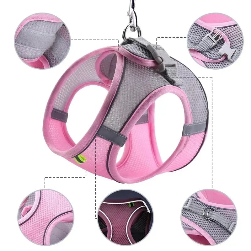 Dog Harness Leash Set for Small Dogs French Bulldog Chihuahua Pug Outdoor Walking Lead Leash Adjustable Puppy Cat Harness Vest