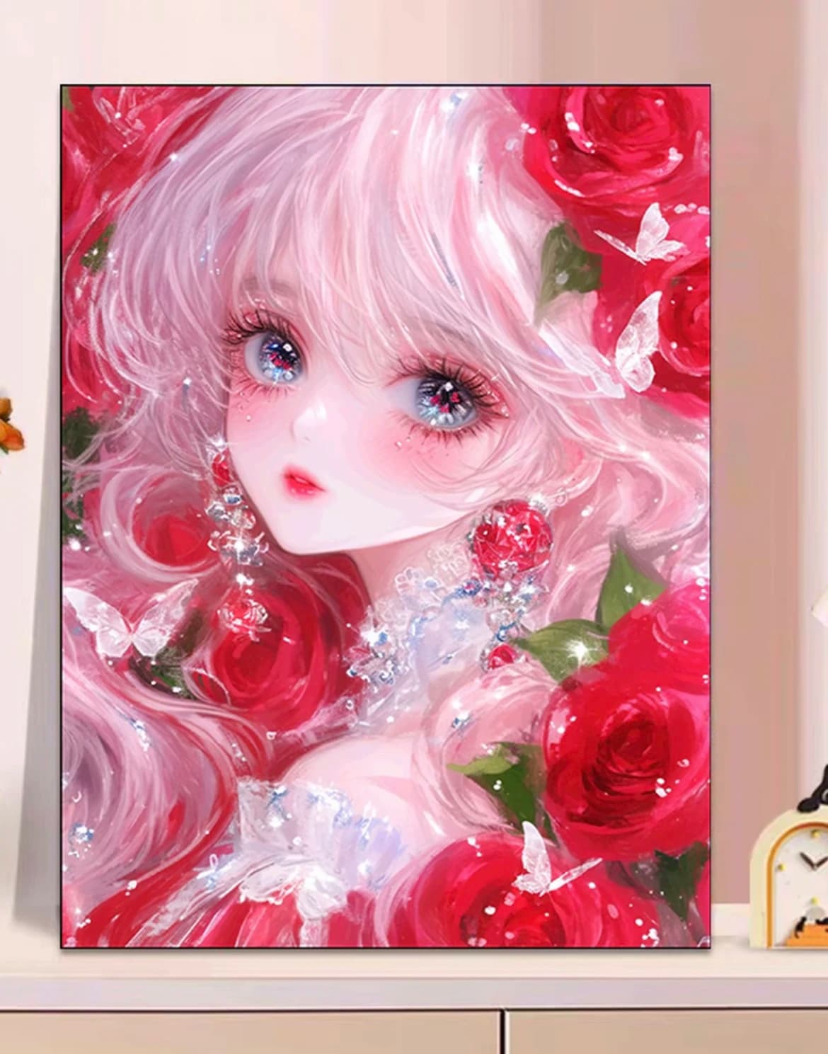 9CT 14ct 38x50cm Rose Girl Printed Kit Cross Stitch Embroidery DIY Needlework Home Decor Crafts With Needles Threads