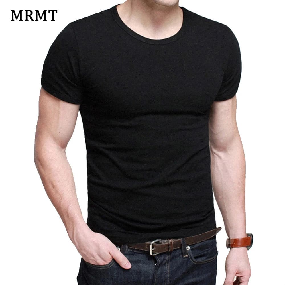 2026 MRMT Mens Solid Basic Tee Slim Fit Round Neck Korean Casual Daily Wear Short Sleeve Tops