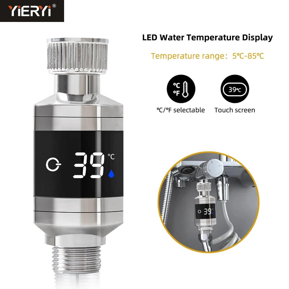 Digital bathroom whirlpool taps, thermometer, LED display, water temperature tester, for baby shower, bathroom, kitchen, home