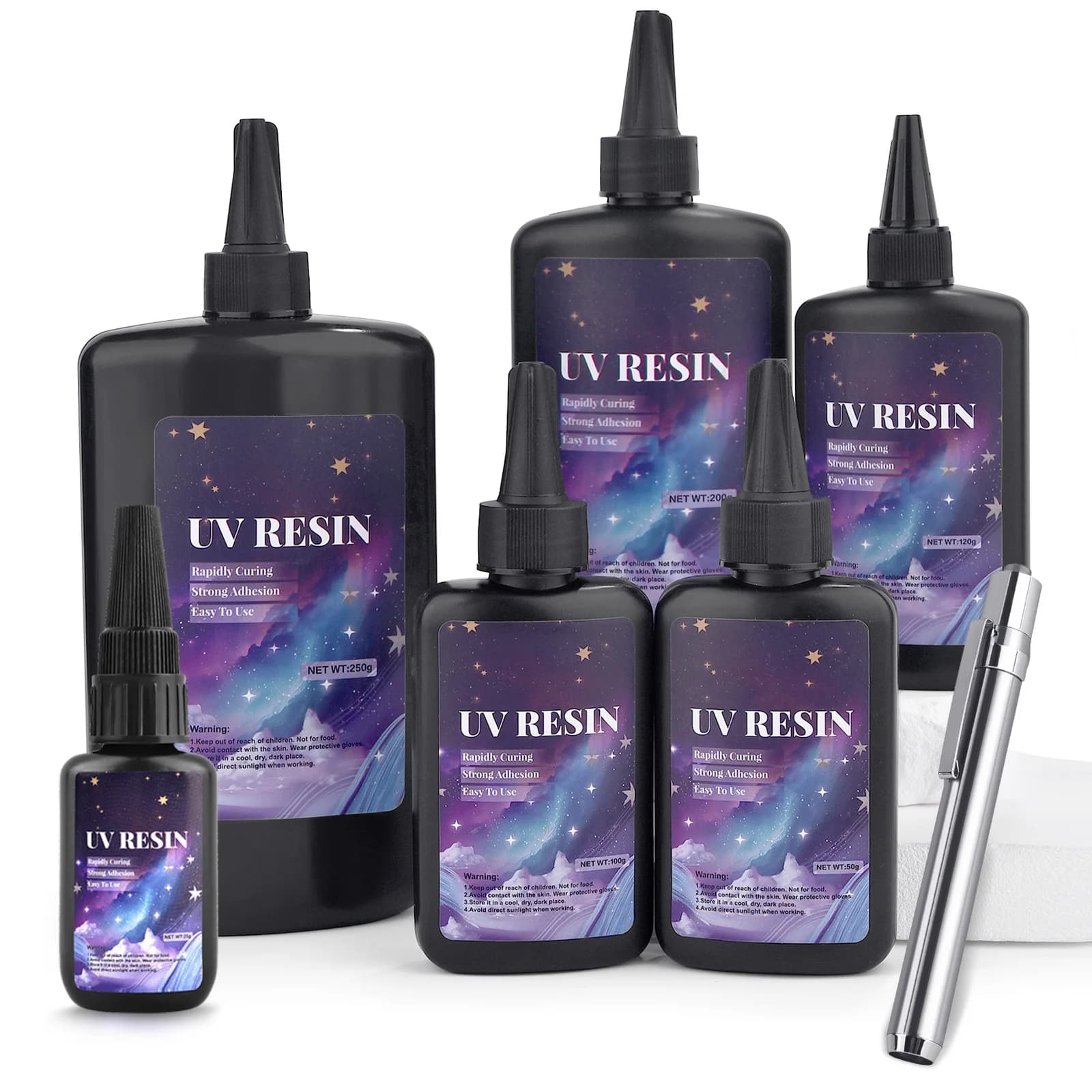 25/50/100/120/200/250g UV Fix Liquido ad asciugatura rapida Colla dura in resina UV Polimerizzazione ultravioletta Gioielli in resina epossidica fai da te Penna a luce UV