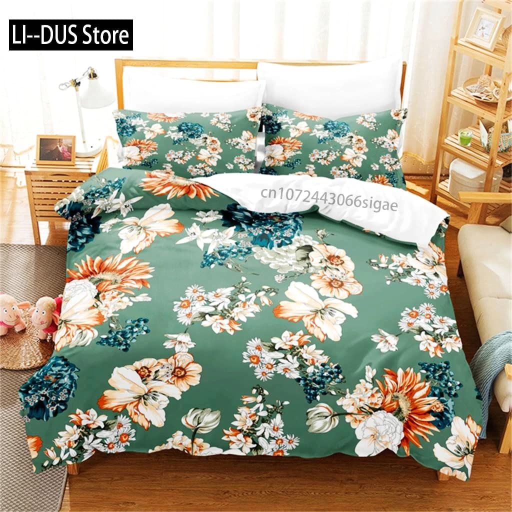 Copripiumino Fiori romantici Rosa Set biancheria da letto singolo King Copripiumino in microfibra con fiori botanici per il regalo di San Valentino