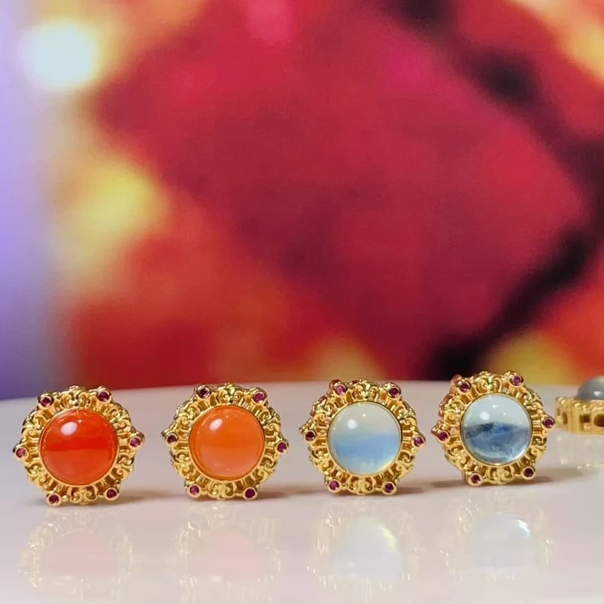 2Pcs Sun-Flower Beads Natural Stone Aquamarine Isolation Beads For Jewelry Making DIY Necklace Bracelet Earrings Accessory