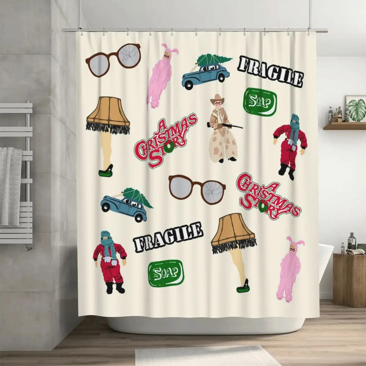 Tenda da doccia A Christmas Story, tende da bagno impermeabili in poliestere con ganci