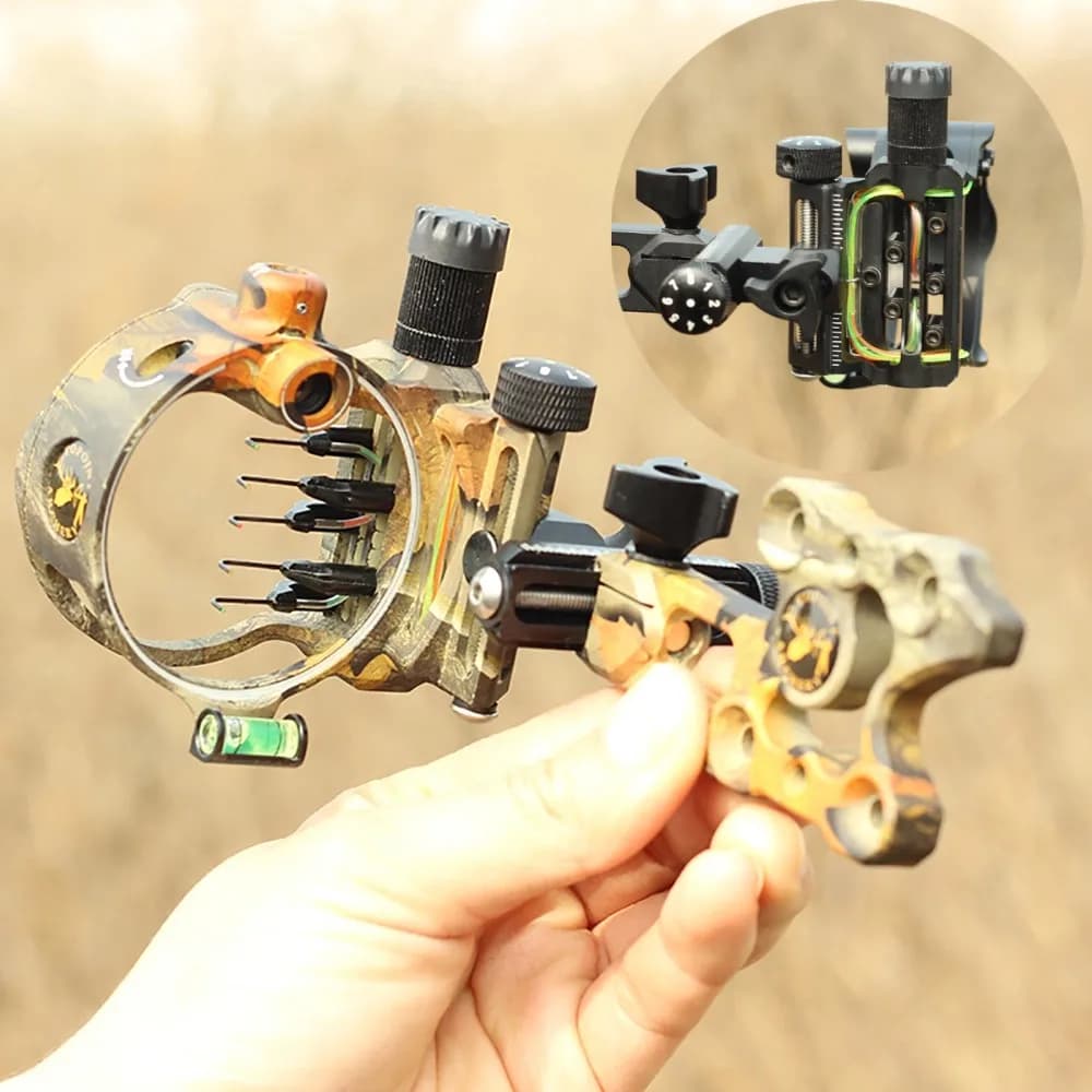 1Pc Arco composto Sight Micro regolabile in lega di alluminio 5 Pin Arco Sight per tiro con l'arco all'aperto Tiro Caccia Bersaglio Accessori