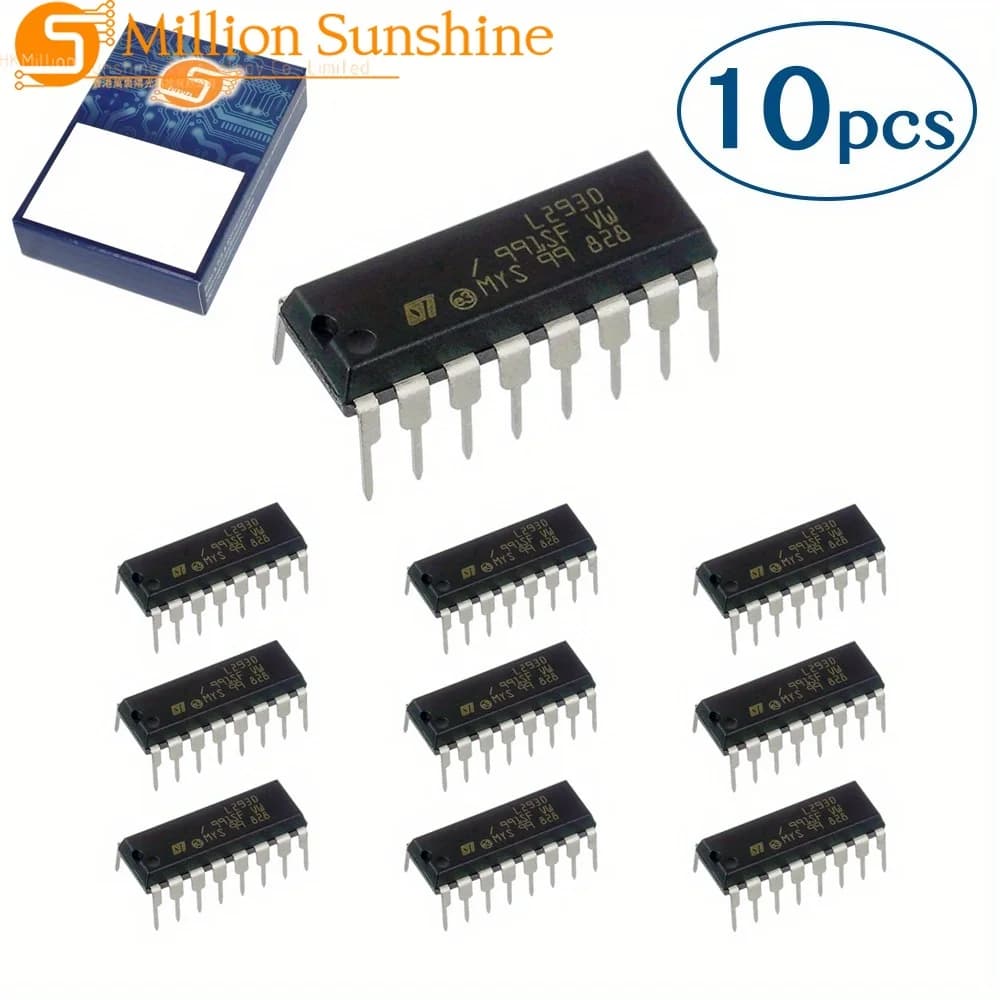 10 pezzi L293D DIP-16 Chip Driver Motore IC, Doppio H-Bridge per Controllo Motori Stepper/DC, Robotica, Progetti Fai-da-te con Raspberry Pi