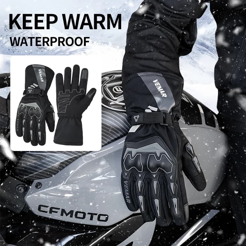 Winter Thermal Warm Waterproof Motorcycle Gloves Touchscreen Anti-Slip Unisex Motocross Riding Gear for Men Women
