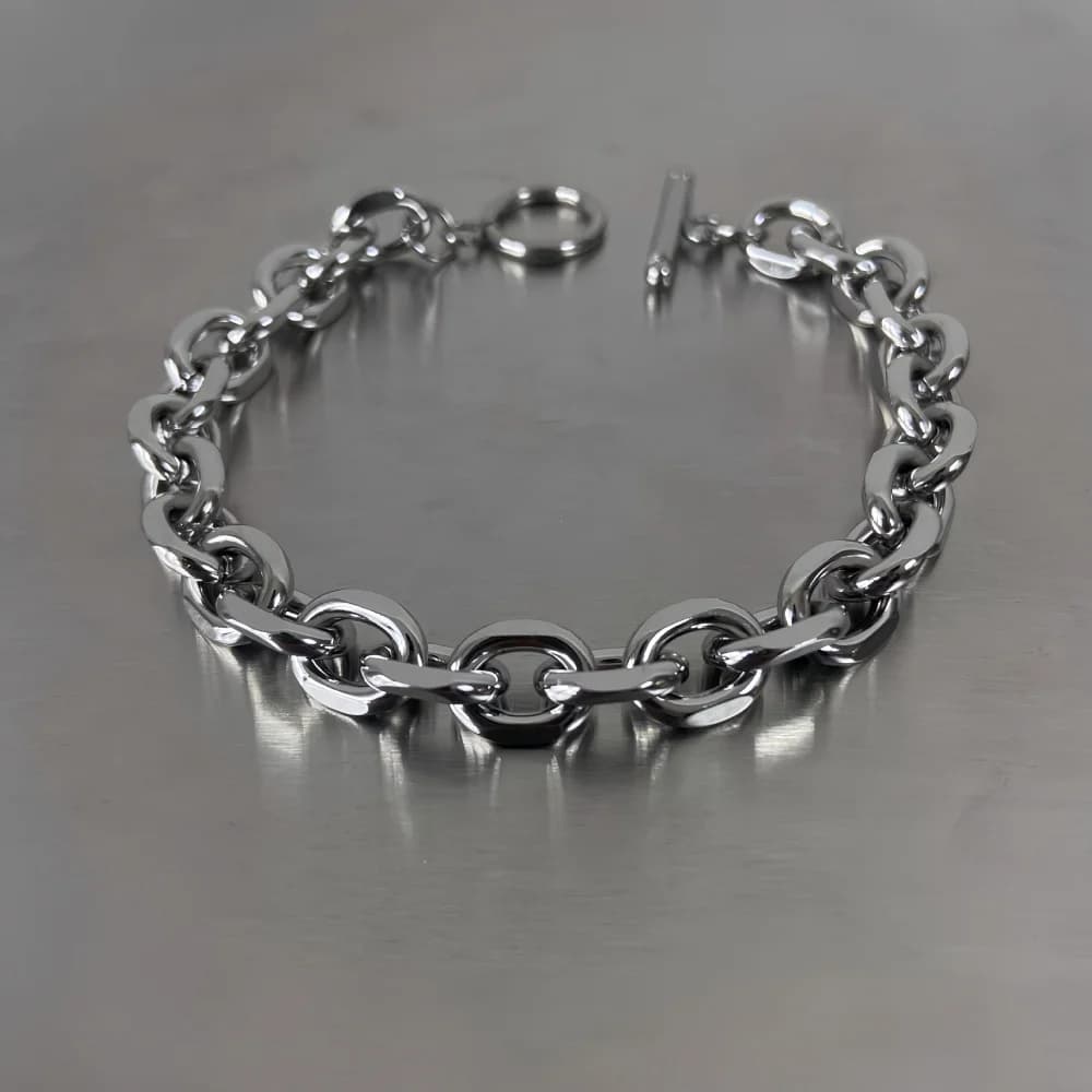 Semplice braccialetto da uomo in acciaio inossidabile INS colore argento OT fibbia O-Circle braccialetto a catena moda donna gioielli accessori moda