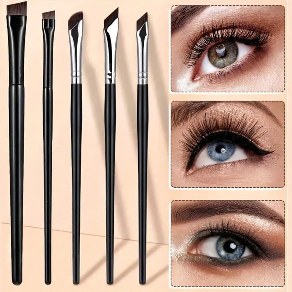 Set di 5 pennelli per il trucco, eyeliner a forma di falcetto, pennello per dettagli a lama obliqua, set di pennelli per ombretto, disponibile, da viaggio, essenziale per i viaggi, San Valentino, economico, pennello per il trucco da viaggio, regali per donne, truccatore, kit completo di trucco professionale