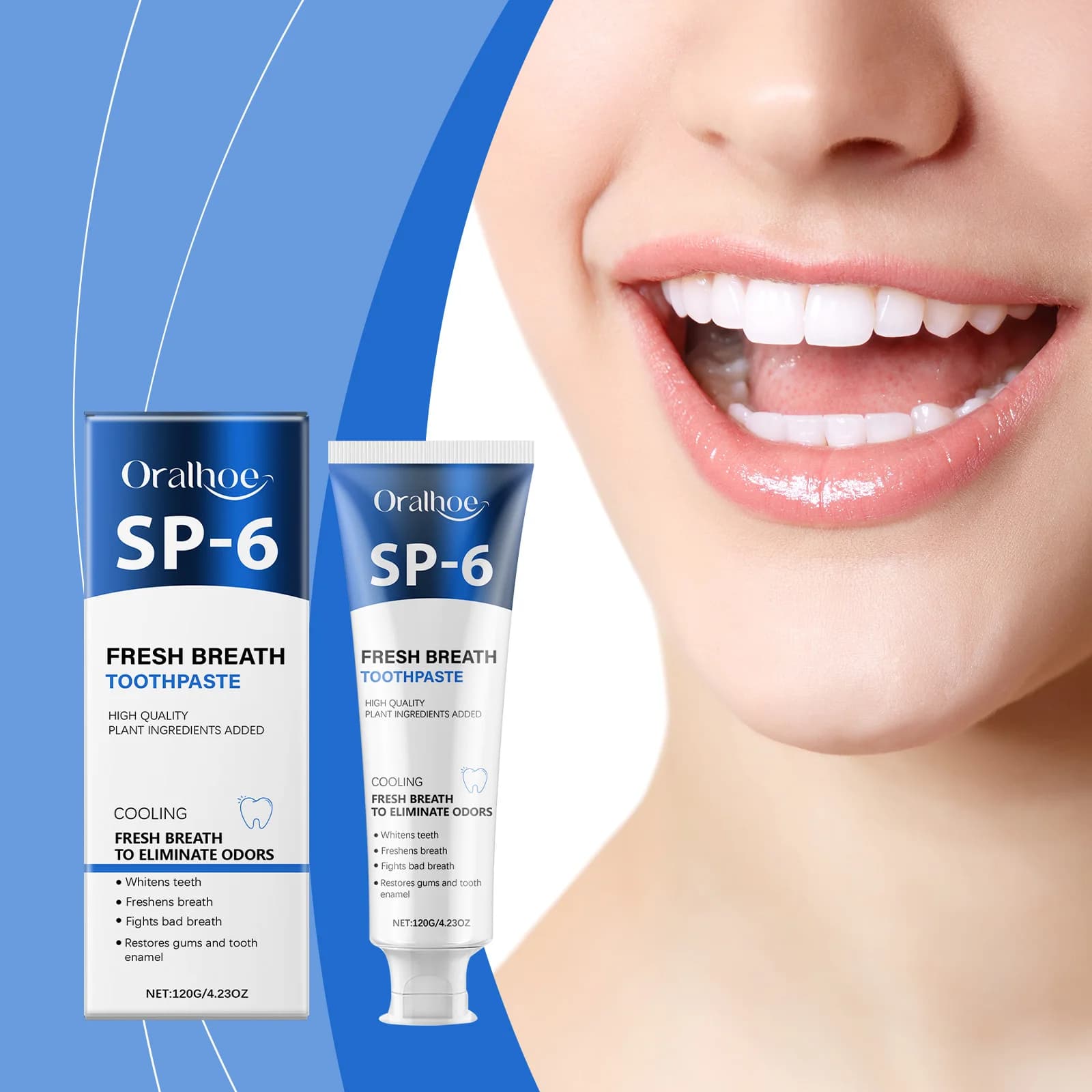 SP-6 Fresh breath Dentifricio Dental calculation removal Bad breath removal Effective tooth whitening Dentifricio
