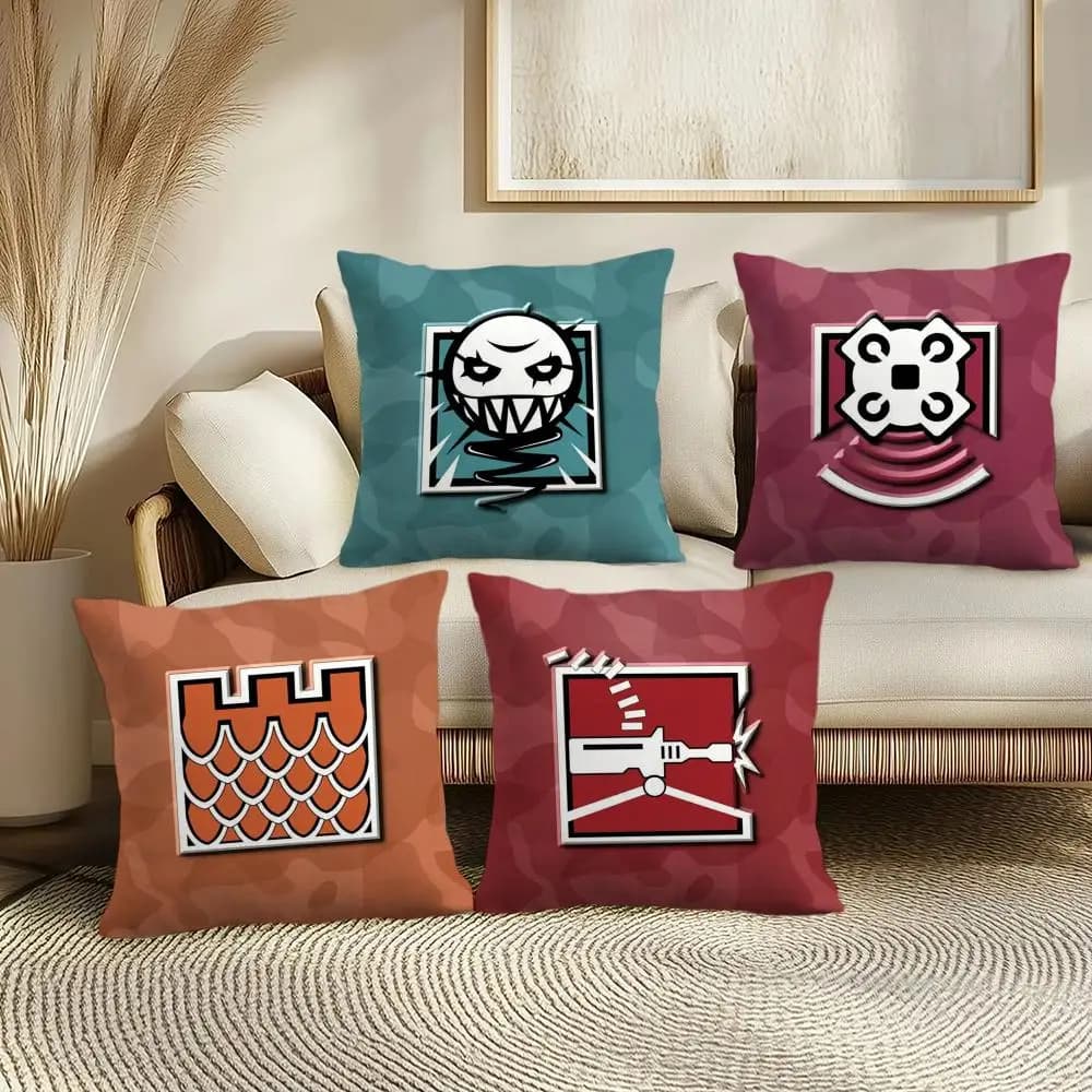 R-Rainbow Six S-Siege Fodera per cuscino in morbido peluche corto, texture liscia e accogliente, estetica, decorazione per la casa