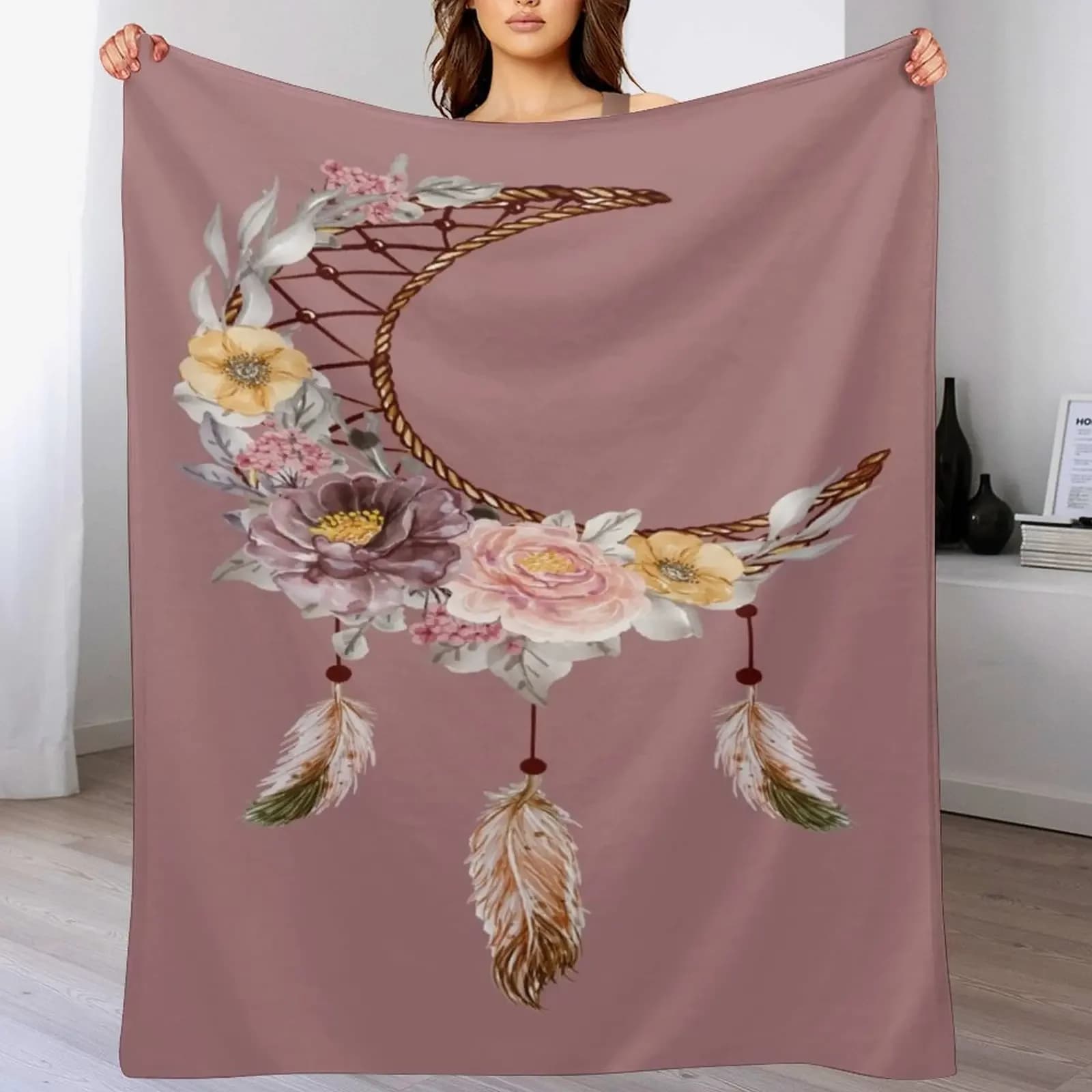 Moon dreamcatcher Throw Blanket Stylish Warm Blanket for Living Room Bedroom