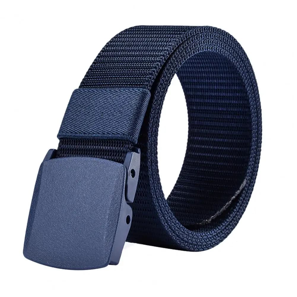 Cintura universale da uomo per jeans Cintura in tessuto di nylon con fibbia quadrata regolabile Cintura da uomo leggera 125 cm