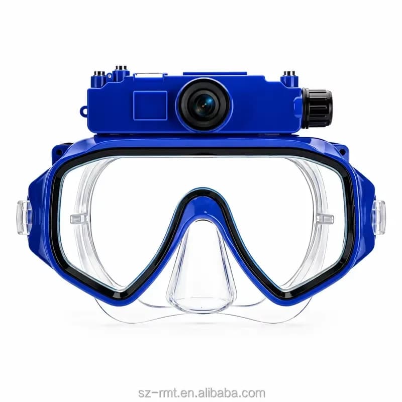 Adult Snorkeling Mask With Action Camera Mount Anti Fog Tempered Glass Wide Angle View Swimming Goggles For Diving Sports