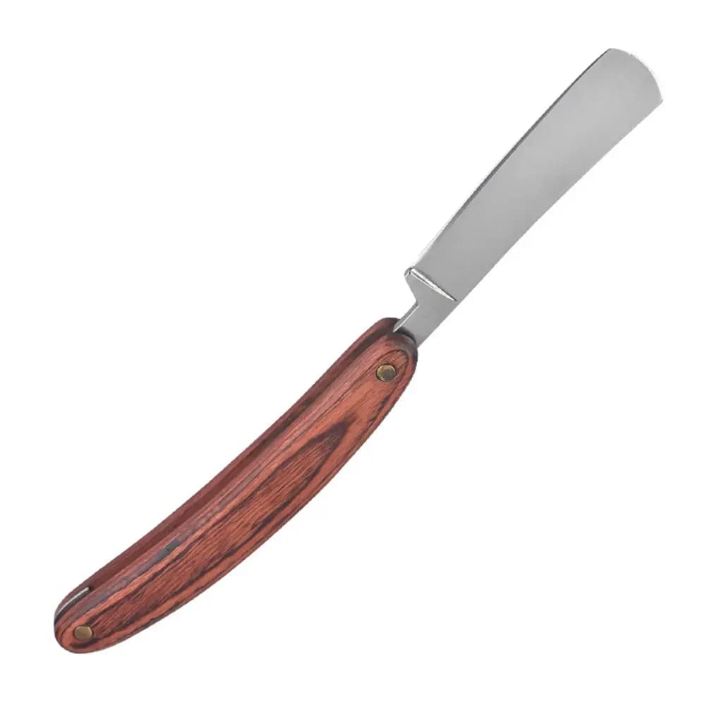 Rasoio da barba manuale in acciaio inossidabile, regolabarba con manico in legno, compatto e leggero, strumento da viaggio per la cura della barba, regalo per uomo, compleanno