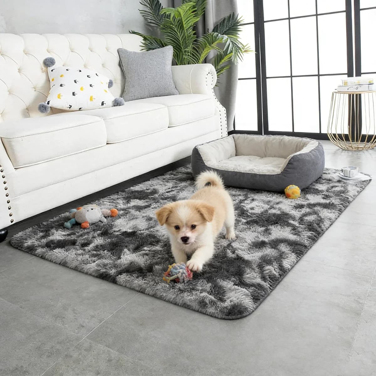 Silk and Pelliccia VIKAMA in Toni di Grigio: Anti-slip Yoga Mat for Domestic Use, Soft Long-haired Mat for Living Room and Bedroom - Home Articles