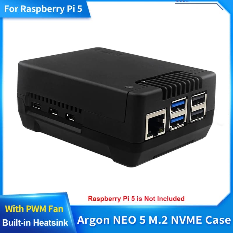 PCIE Argon NEO 5 M.2 NVME Case for Raspberry Pi 5 Integrated heat sink with PWM fan for Boot Raspberry Pi 5 from an NVME M.2 unit