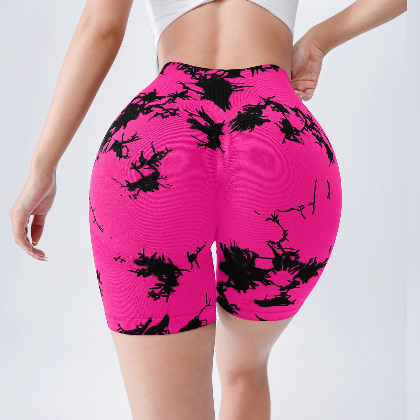 Women's 7" Tie-Dye Yoga Shorts: 4-Way Stretch & Buttery Soft - QuickDry for Gym
