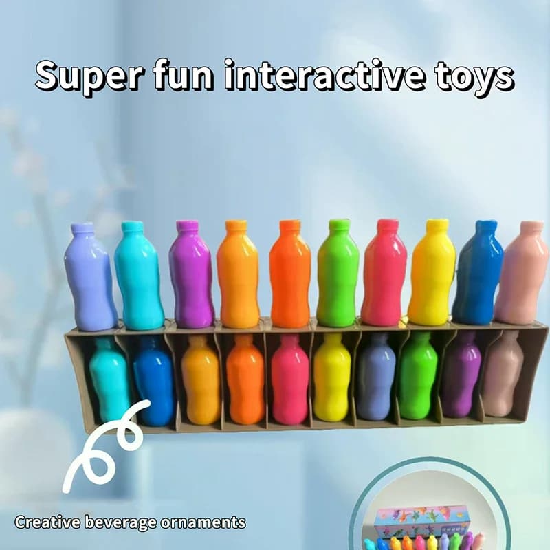 Gioco di Abbinamento Colori con Bevande Divertenti per Bambini, 20 Bottiglie + Base, Puzzle Interattivo per l'Allenamento della Memoria e della Presenza di Mente nella Prima Infanzia
