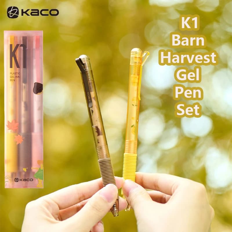 KACO K1 Barn Harvest Penna Gel 0.5mm Set 3 pezzi Colore autunnale Asta Ramo Clip Penne per scrittura liscia ad asciugatura rapida Esame Journaling Forniture