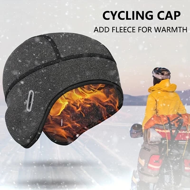 Berretto Invernale da Ciclismo, Sottocasco MTB in Pile, Cappello Termico con Foro per Occhiali, Antivento, per Uomo e Donna, Ideale per Corsa e Sci