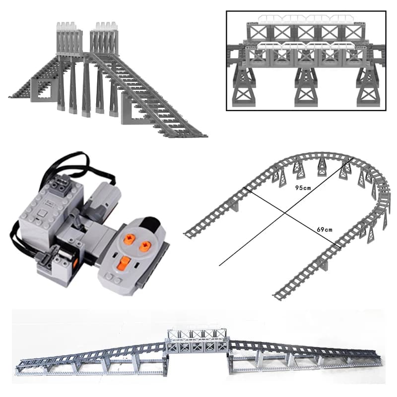MOC Treno Tunnel Uscita Ingresso Modello Set Treno della Città Contenitore Kit Serbatoio Olio Pista Ferroviaria di Montagna Semafori Blocco Leduo