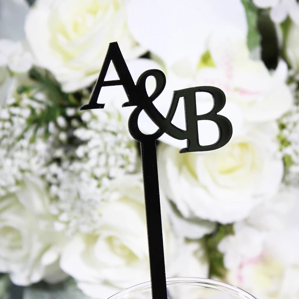 10/20/30/100 Pezzi Agitatori per Cocktail Personalizzati con Iniziali, Etichette con Lettere Iniziali, Bastoncini Acrilici Personalizzati per Cocktail, Accessori per Feste e Bar