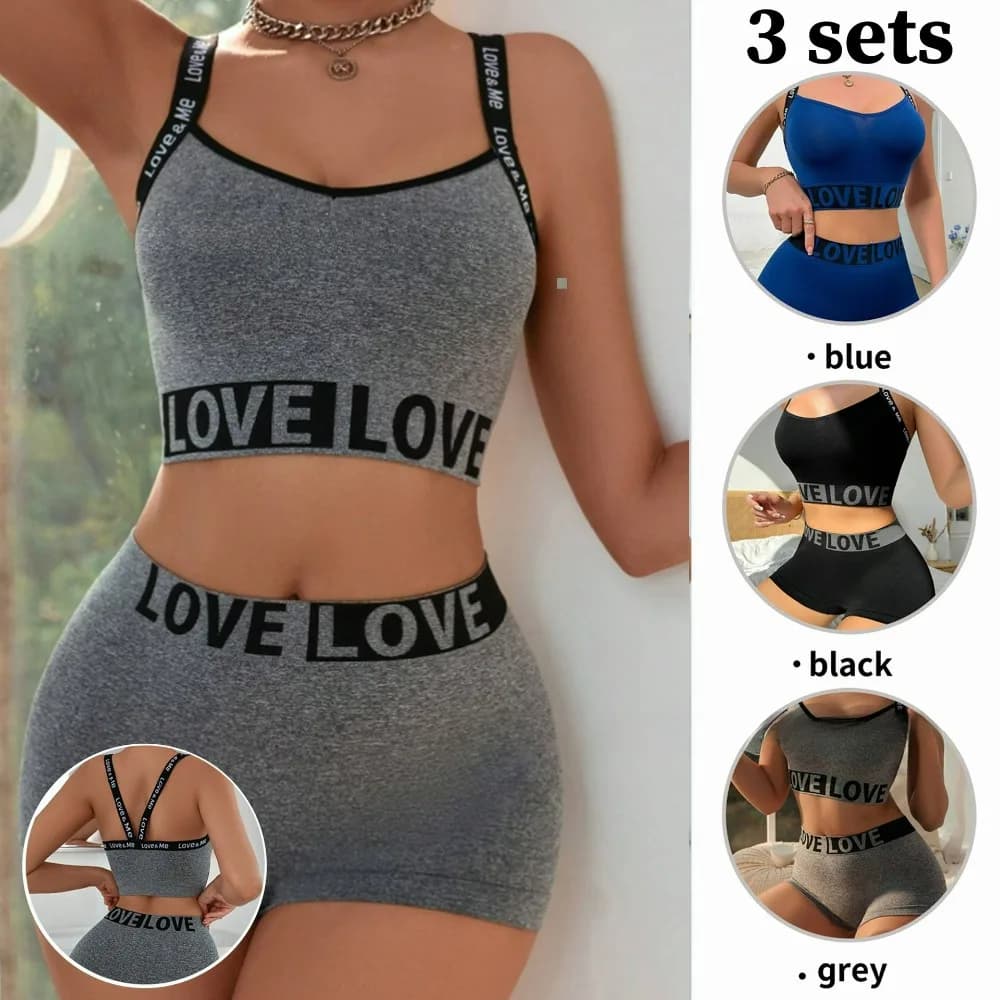 Set di lingerie sportiva da donna con alfabeto, gilet a canotta, bellissima schiena, tuta fitness da esterno, set reggiseno da donna