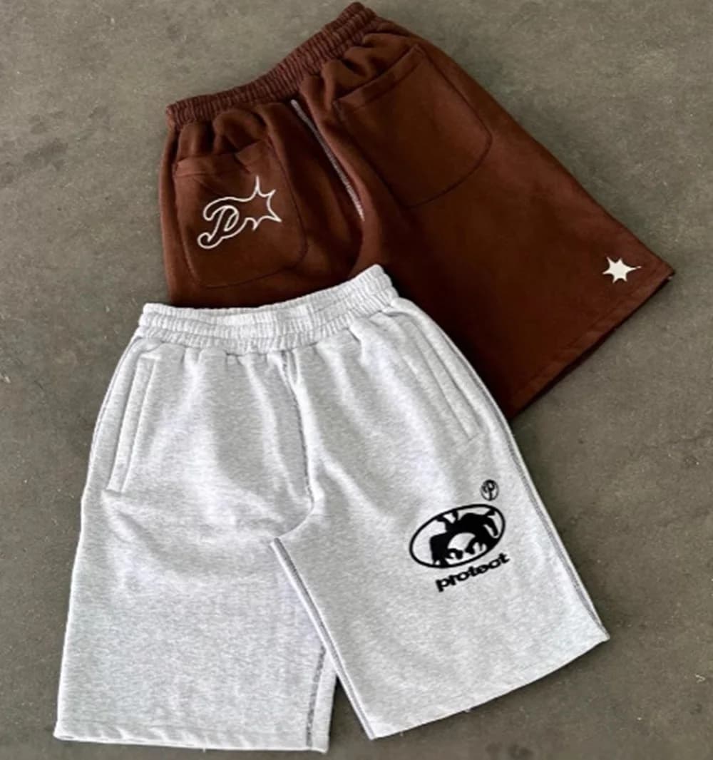 Pantaloncini sportivi streetwear da uomo scontati PROTEZIONE ricamo monogramma unisex Y2K Harajuku pantaloni Joker casual gotici da donna hip-hop