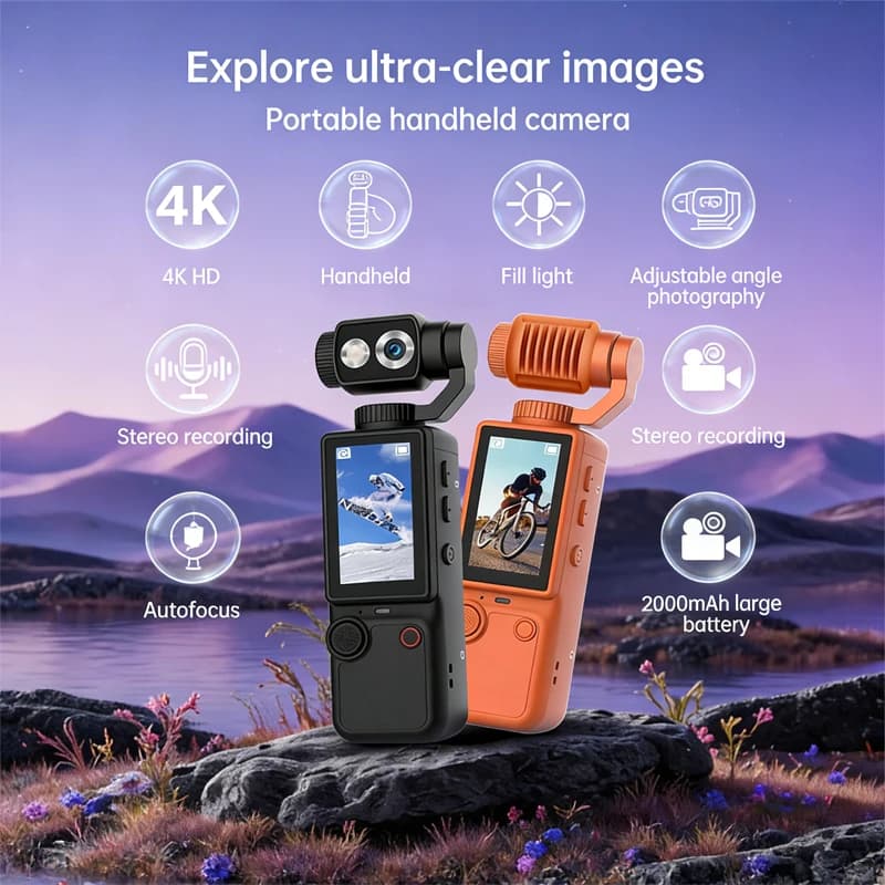 4K 1080P HD Pocket Sports Camera with LCD Screen 2.0, 180° rotation, Wi-Fi, Mini Camera with Waterproof Housing, Action Cam