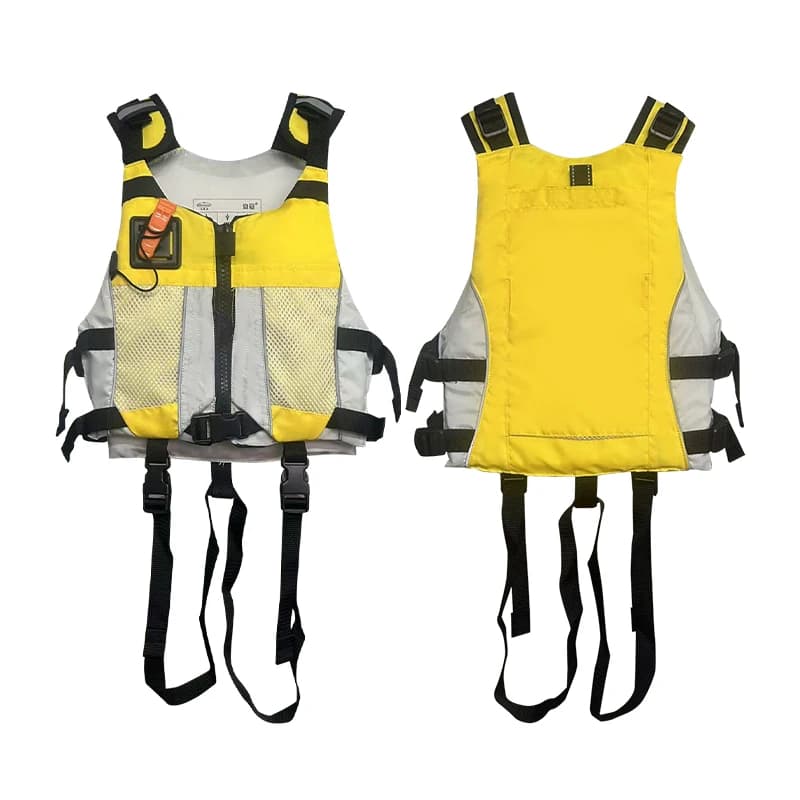 Daiseanuo Giubbotto salvataggio approvato CE ISO 12402-5 originale per giovani adulti con tasca per l'acqua, giubbotto salvataggio leggero per kayak da pesca