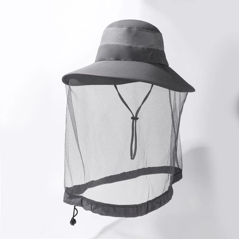 Cappello da Pesca con Tesa Larga 10 cm e Rete Anti-Zanzare, Protezione UV per Uomo e Donna, Cappello da Sole per Escursionismo, Giardinaggio, Apicoltura, Maschera Facciale