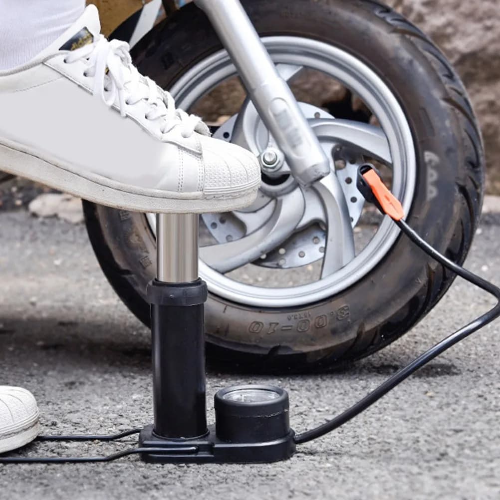 Pompa per pneumatici portatile con manometro, gonfiatore manuale resistente per auto, moto, bici, gonfiaggio rapido, silenzioso, strumento di emergenza per esterni