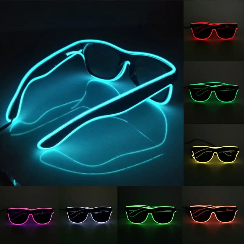1PC lampeggiante EL Wire Led occhiali luminoso Party illuminazione decorativa Classic novità regalo luminoso LED Light Up Party occhiali da sole